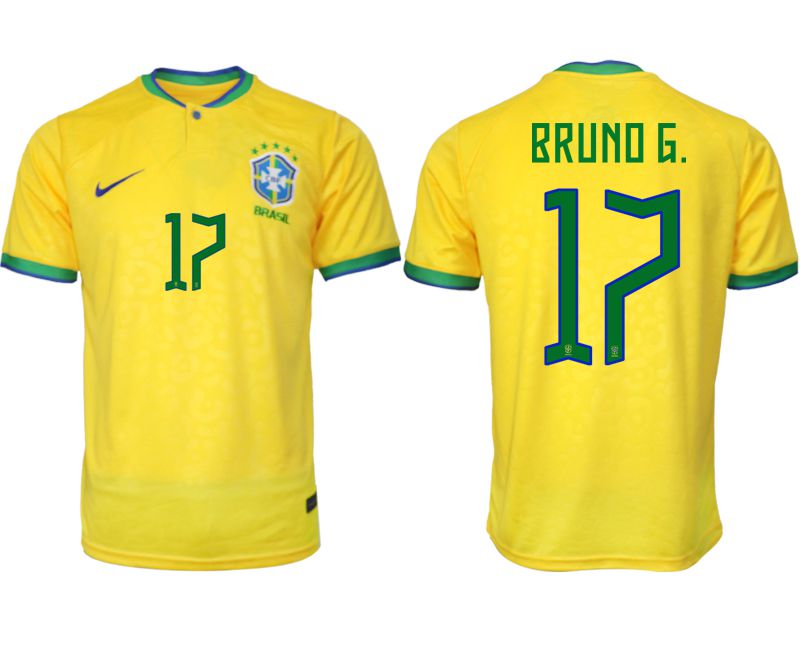 Men 2022 World Cup National Team Brazil home aaa version yellow 17 Soccer Jersey